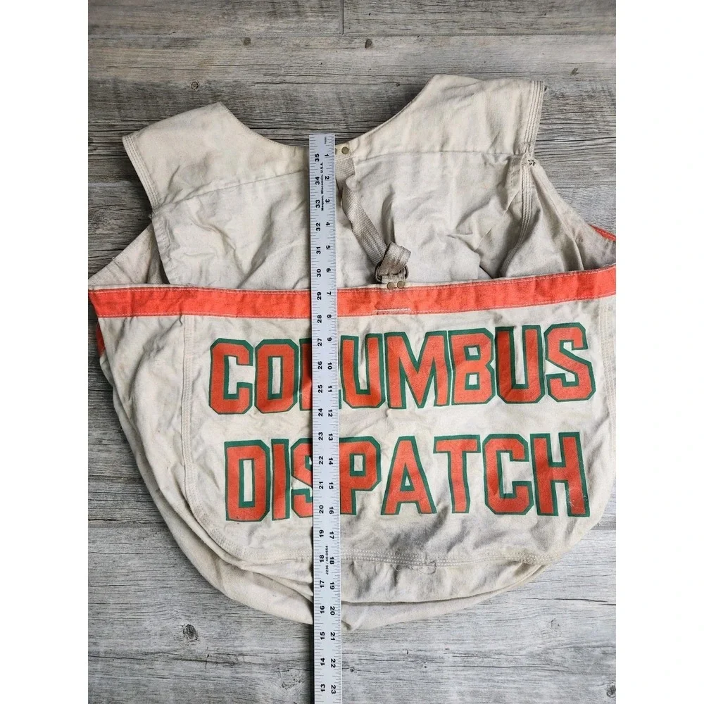 Vintage Columbus Dispatch Newspaper Bag Canvas Carrier Paper Boy Double‎ Sided